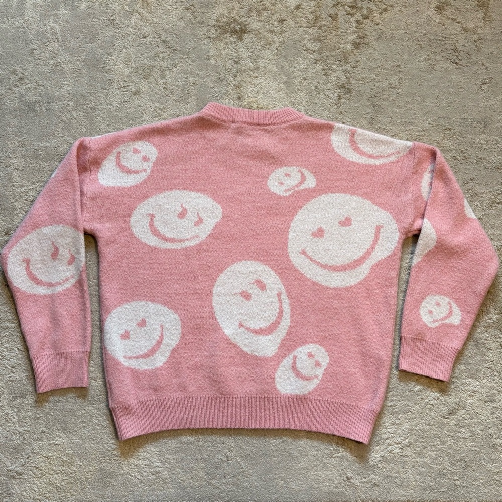 Forever 21 Pink & White Miles of Smiles Knit Pullover Sweater Size Small - Picture 10 of 13